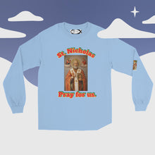 Load image into Gallery viewer, St. Nicholas, Pray for us Long Sleeve Shirt by Charlie the Catholic