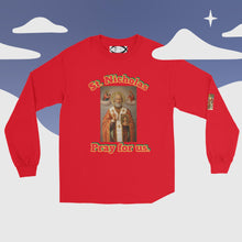 Load image into Gallery viewer, St. Nicholas, Pray for us Long Sleeve Shirt by Charlie the Catholic