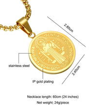 Load image into Gallery viewer, Charlie the Catholic Saint Benedict Medal & Necklace Gold Silver Color Stainless Steel