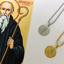 Load image into Gallery viewer, Charlie the Catholic Saint Benedict Medal & Necklace Gold Silver Color Stainless Steel
