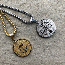 Load image into Gallery viewer, Charlie the Catholic Saint Benedict Medal & Necklace Gold Silver Color Stainless Steel