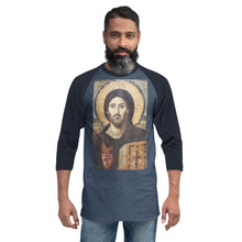 Load image into Gallery viewer, Christ Pantocrator - quarter sleeve raglan shirt by Charlie the Catholic