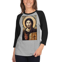 Load image into Gallery viewer, Christ Pantocrator - quarter sleeve raglan shirt by Charlie the Catholic