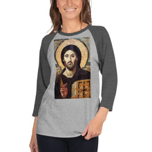Load image into Gallery viewer, Christ Pantocrator - quarter sleeve raglan shirt by Charlie the Catholic
