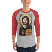 Load image into Gallery viewer, Christ Pantocrator - quarter sleeve raglan shirt by Charlie the Catholic