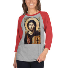 Load image into Gallery viewer, Christ Pantocrator - quarter sleeve raglan shirt by Charlie the Catholic