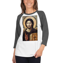 Load image into Gallery viewer, Christ Pantocrator - quarter sleeve raglan shirt by Charlie the Catholic