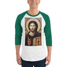 Load image into Gallery viewer, Christ Pantocrator - quarter sleeve raglan shirt by Charlie the Catholic
