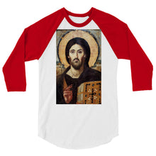 Load image into Gallery viewer, Christ Pantocrator - quarter sleeve raglan shirt by Charlie the Catholic