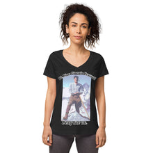 Load image into Gallery viewer, Women’s fitted v-neck t-shirt Bl. Pier Giorgio Frassati Pray for us T-Shirt by Charlie the Catholic