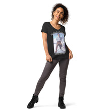Load image into Gallery viewer, Women’s fitted v-neck t-shirt Bl. Pier Giorgio Frassati Pray for us T-Shirt by Charlie the Catholic