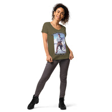 Load image into Gallery viewer, Women’s fitted v-neck t-shirt Bl. Pier Giorgio Frassati Pray for us T-Shirt by Charlie the Catholic