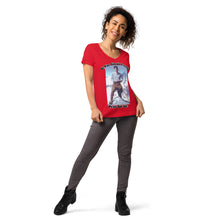 Load image into Gallery viewer, Women’s fitted v-neck t-shirt Bl. Pier Giorgio Frassati Pray for us T-Shirt by Charlie the Catholic