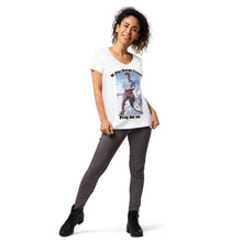 Load image into Gallery viewer, Women’s fitted v-neck t-shirt Bl. Pier Giorgio Frassati Pray for us T-Shirt by Charlie the Catholic