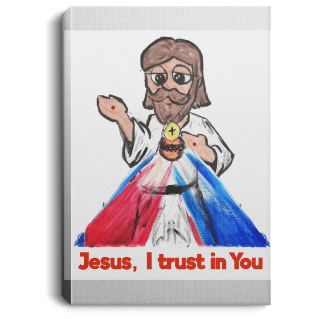 Divine Mercy Jesus I Trust In You Portrait Canvas by Charlie the Catholic .75in Frame