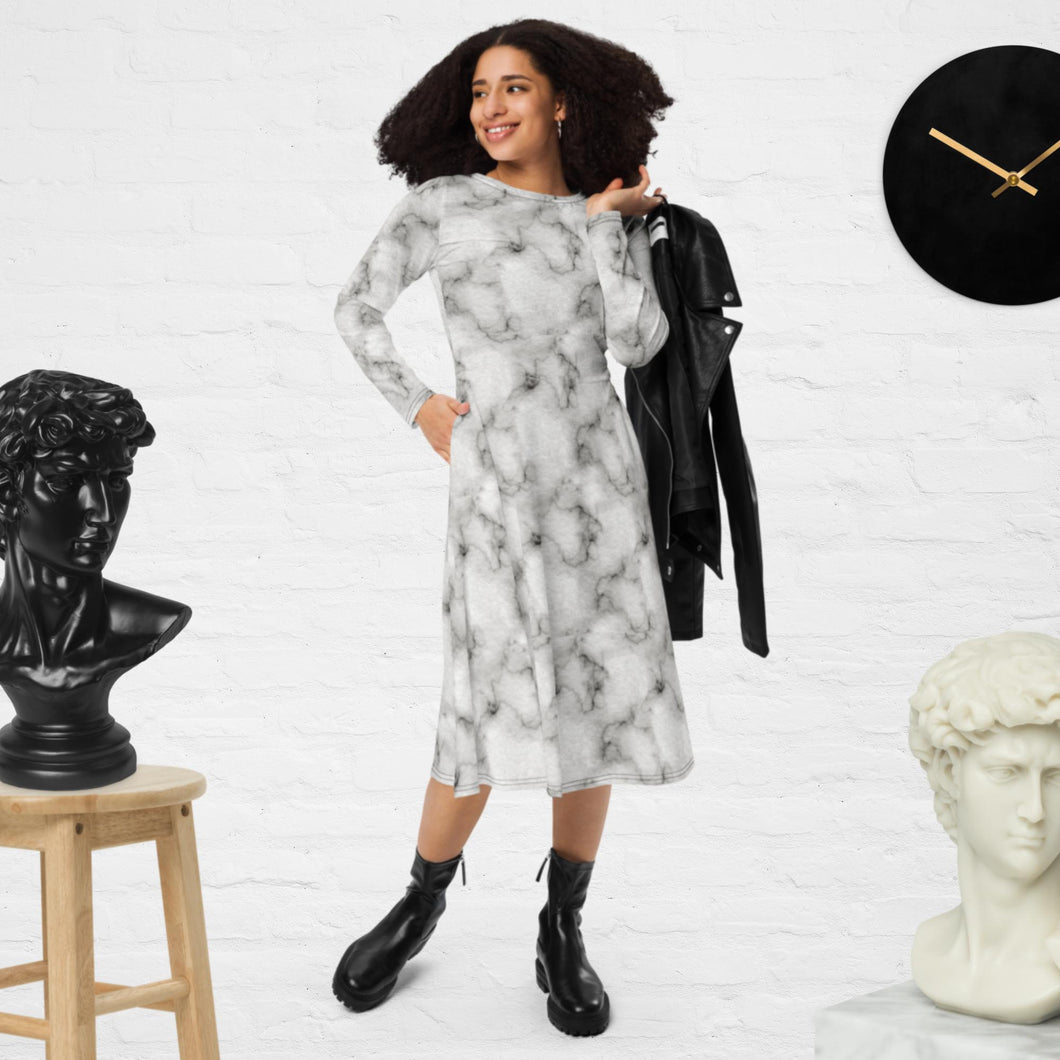 You are Rock by Charlie the Catholic (long sleeve midi dress) Lincoln Calacatta Design