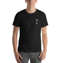 Load image into Gallery viewer, Charlie the Catholic +JMJ Unisex T-shirt (Personalization Available)
